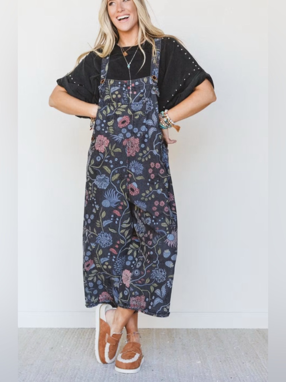 NWOT THREE BIRD NEST High Hopes Slouchy Denim Overalls SZ LARGE